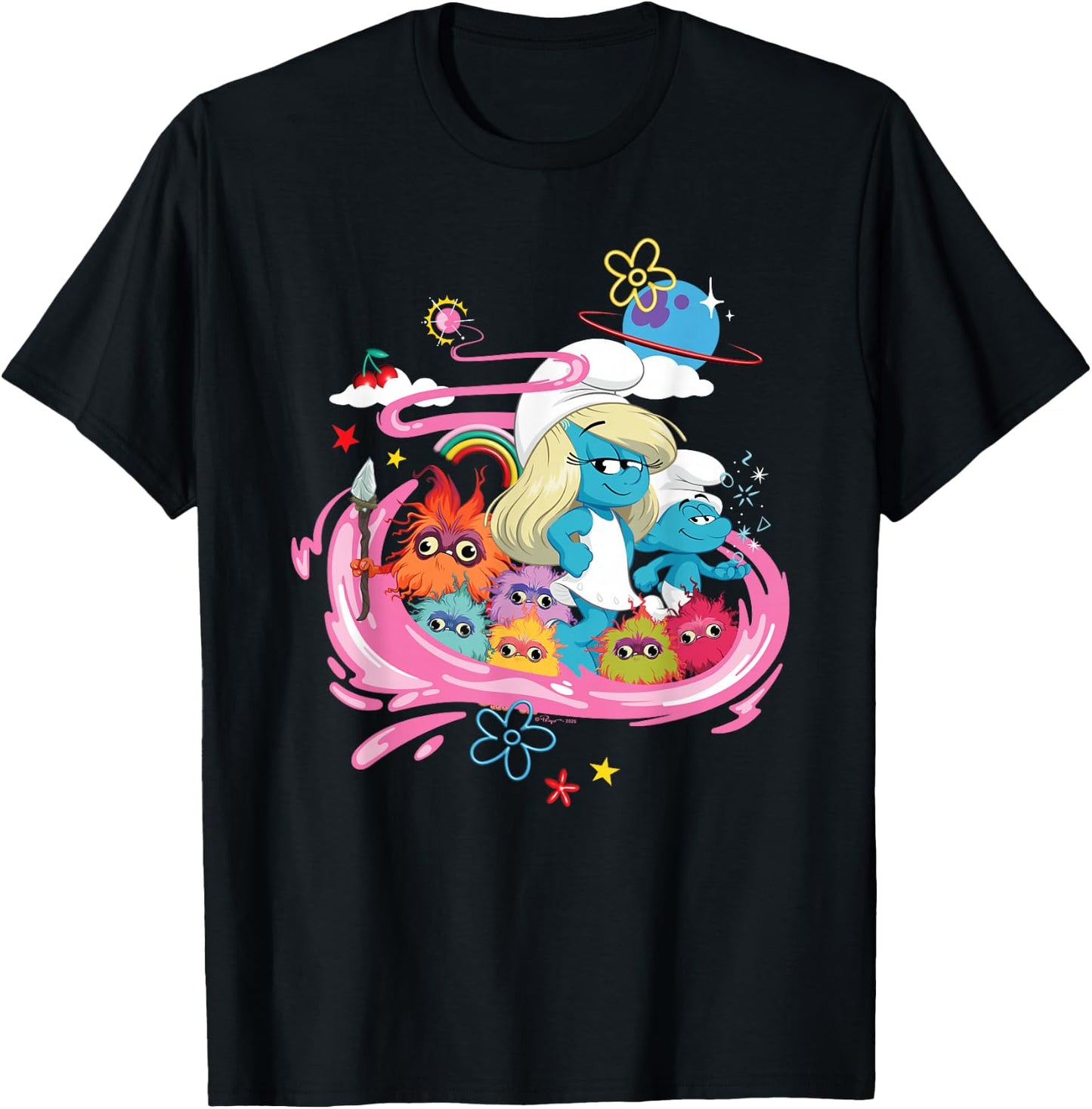 The Smurfs Movie Smurfette, No Name and Mama Poot T-Shirt - T-Shirt | Black