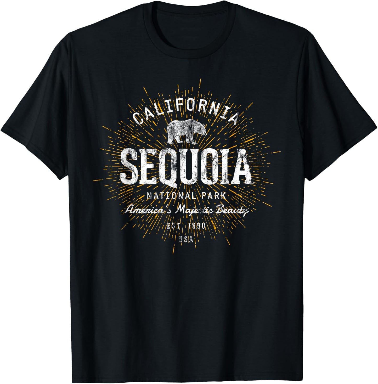 Retro Sequoia National Park Vintage T-Shirt - T-Shirt | Black