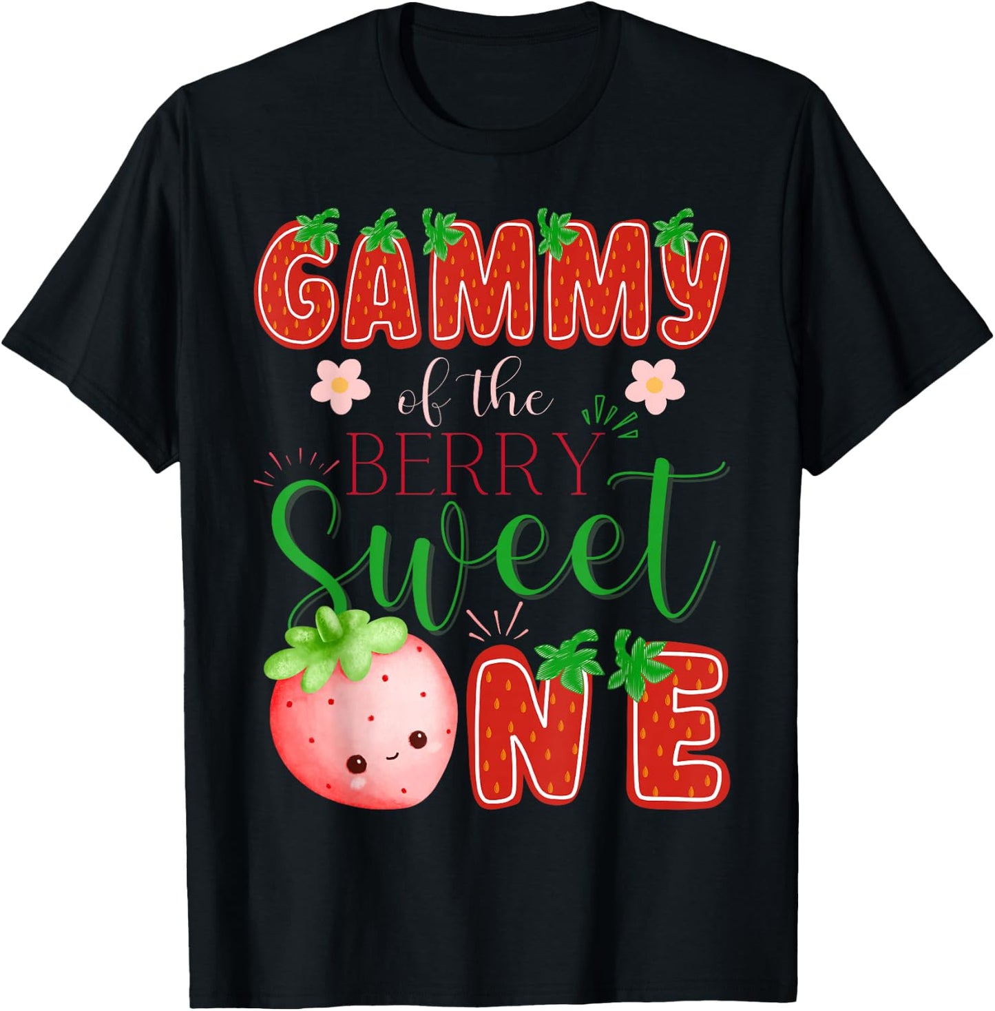 Gammy Of The Berry Sweet One 1St Birthday Strawberry T-Shirt - T-Shirt | Black