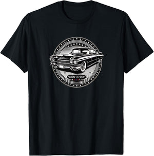 Vintage Cadillac lookin Vehicle - Black & White - Old school T-Shirt - T-Shirt | Black