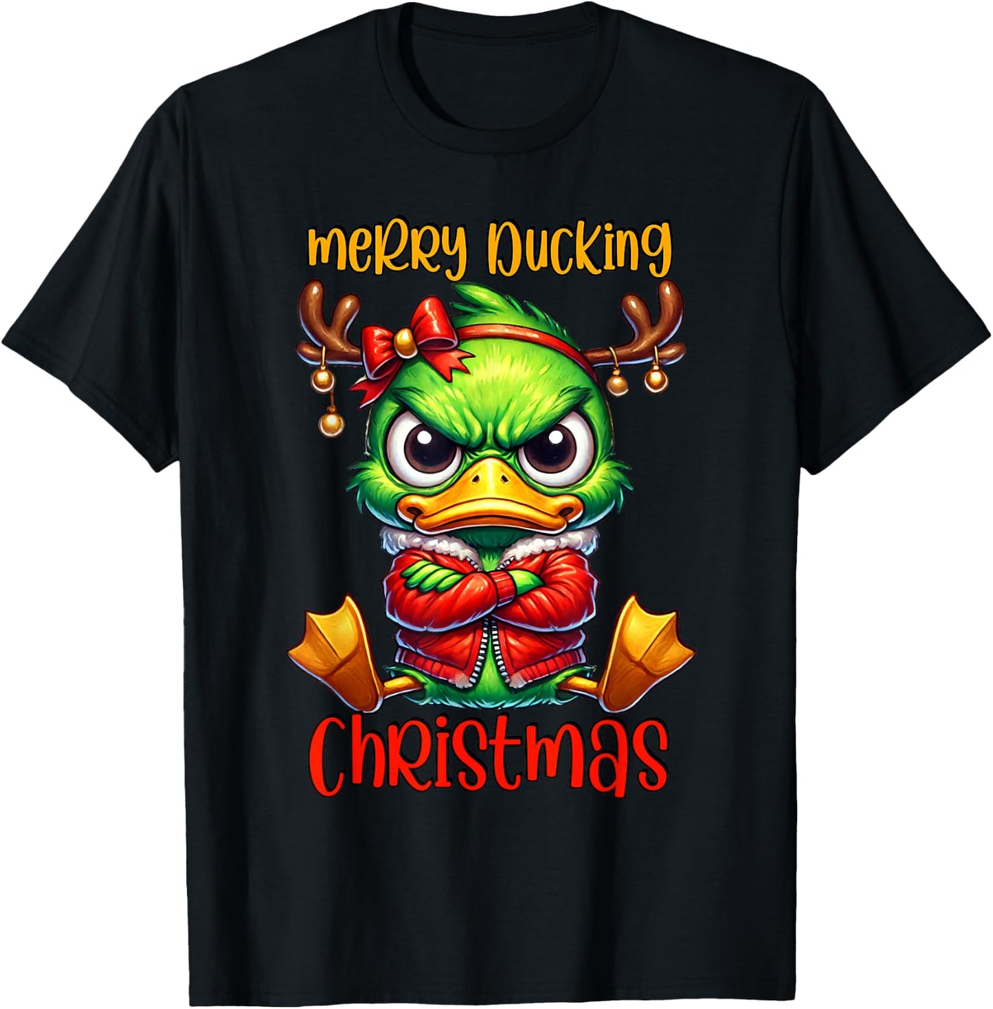 Ducking Christmas Ugly Xmas Christmas Duck T-Shirt - T-Shirt | Black