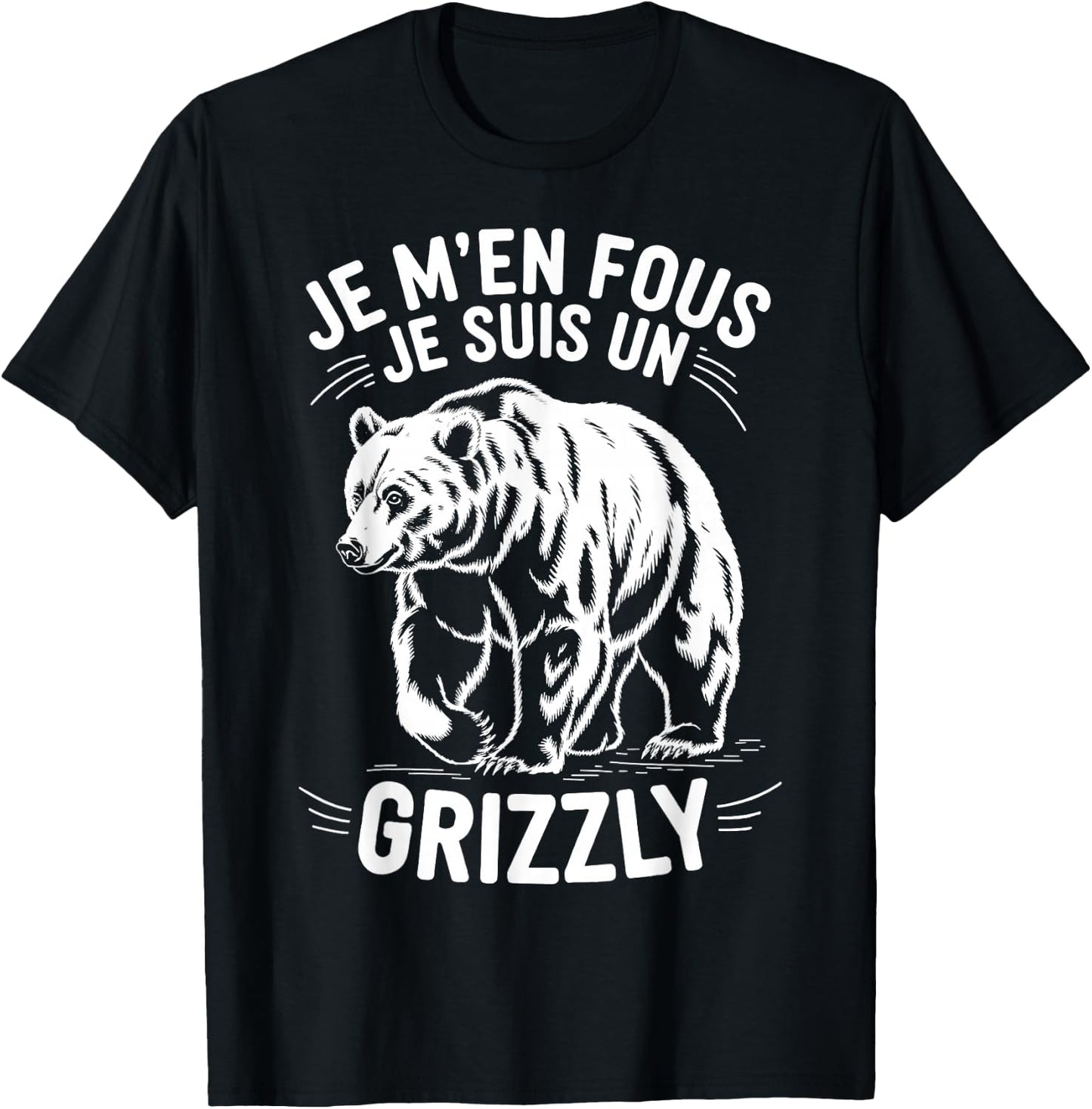 I don't care I'm a grizzly animal gift funny grizzly , Black, S T-Shirt - T-Shirt | Black
