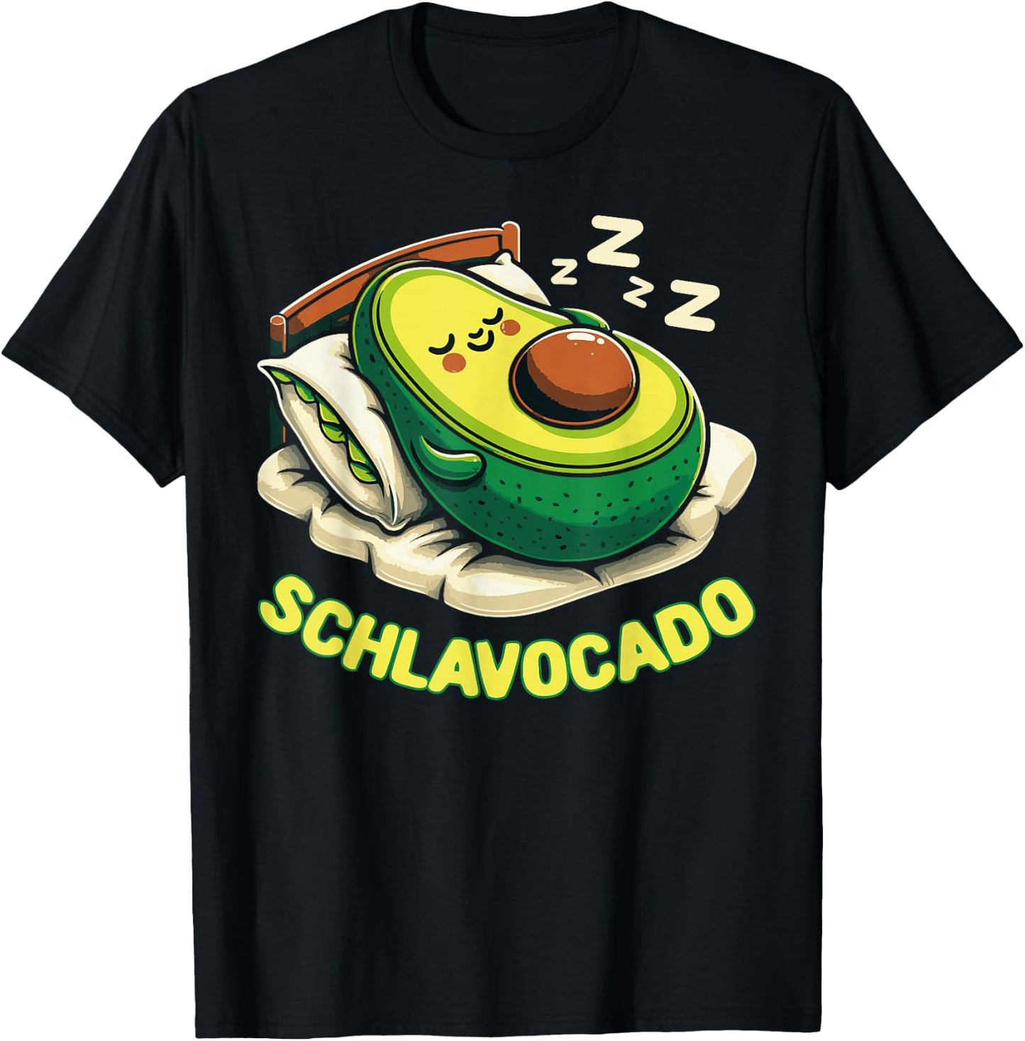 Schlavocado Pyjama Nachthemd Schlafanzug Schlaf Avocado T-Shirt - T-Shirt | Black