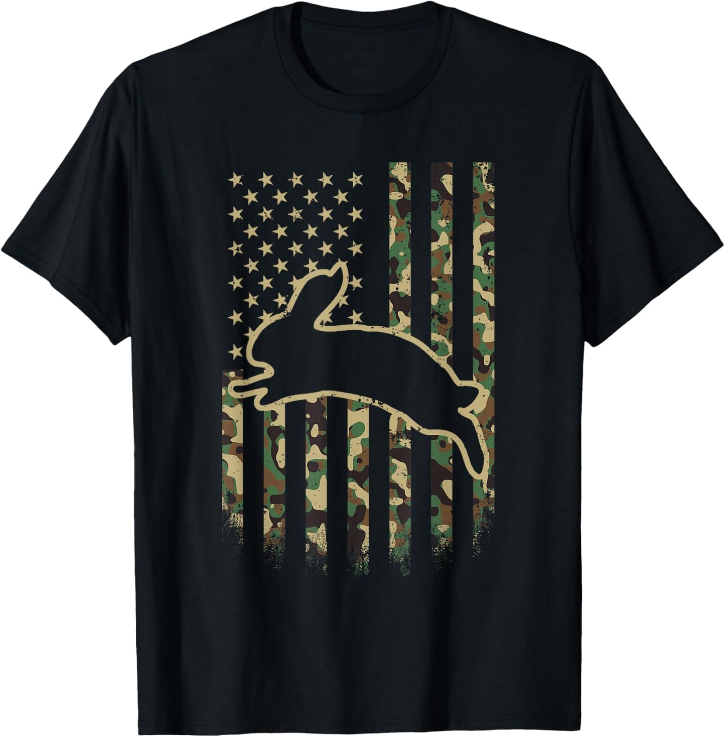 American Flag Camo Camouflage Bunny Rabbit Easter Patriotic T-Shirt - T-Shirt | Black
