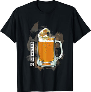 The Great Beer Off Kanagawa Japanese Art Kanji T-Shirt - T-Shirt | Black