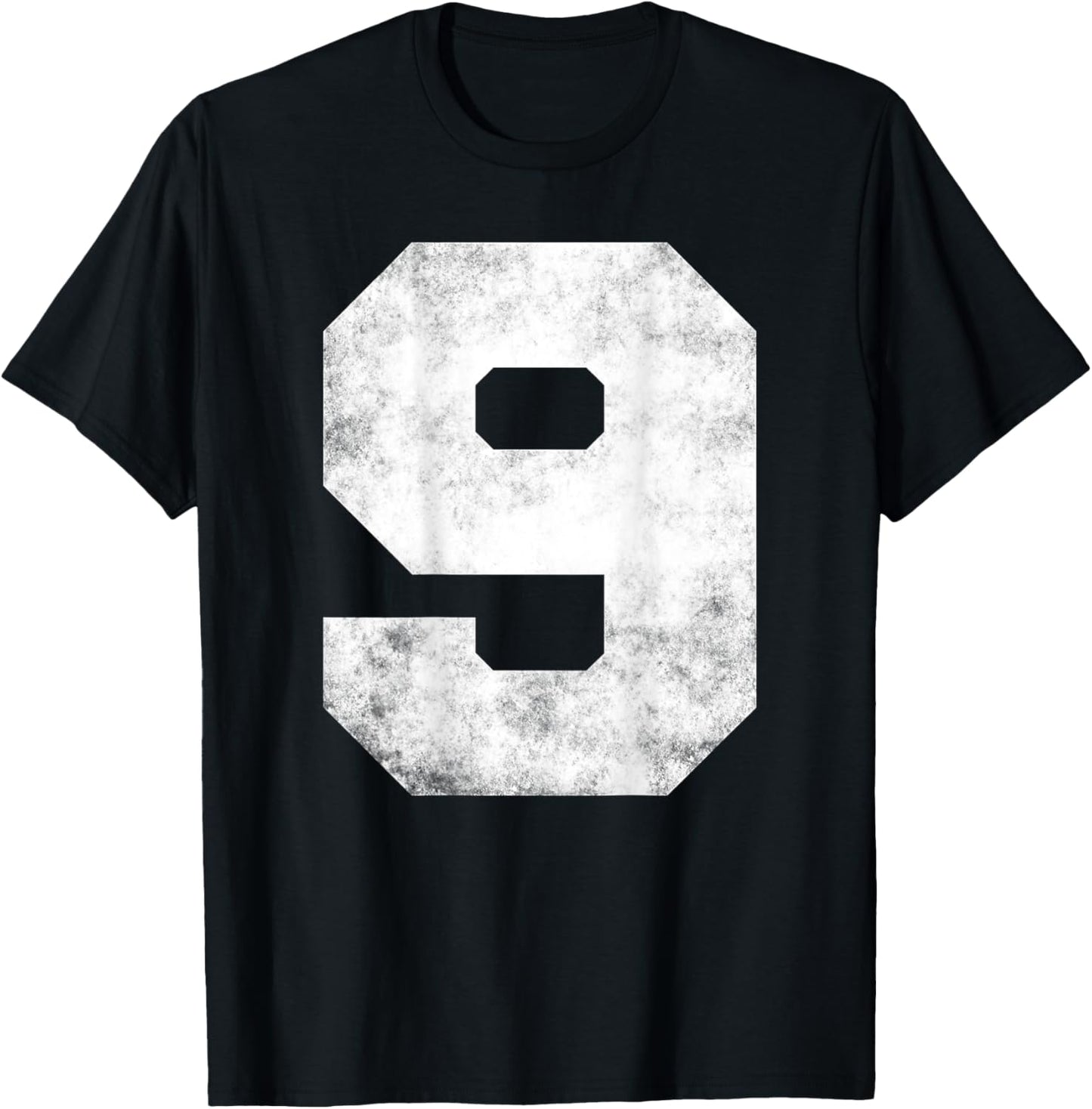 Big Distressed Number "9" Nine Numeric Digits T-Shirt - T-Shirt | Black