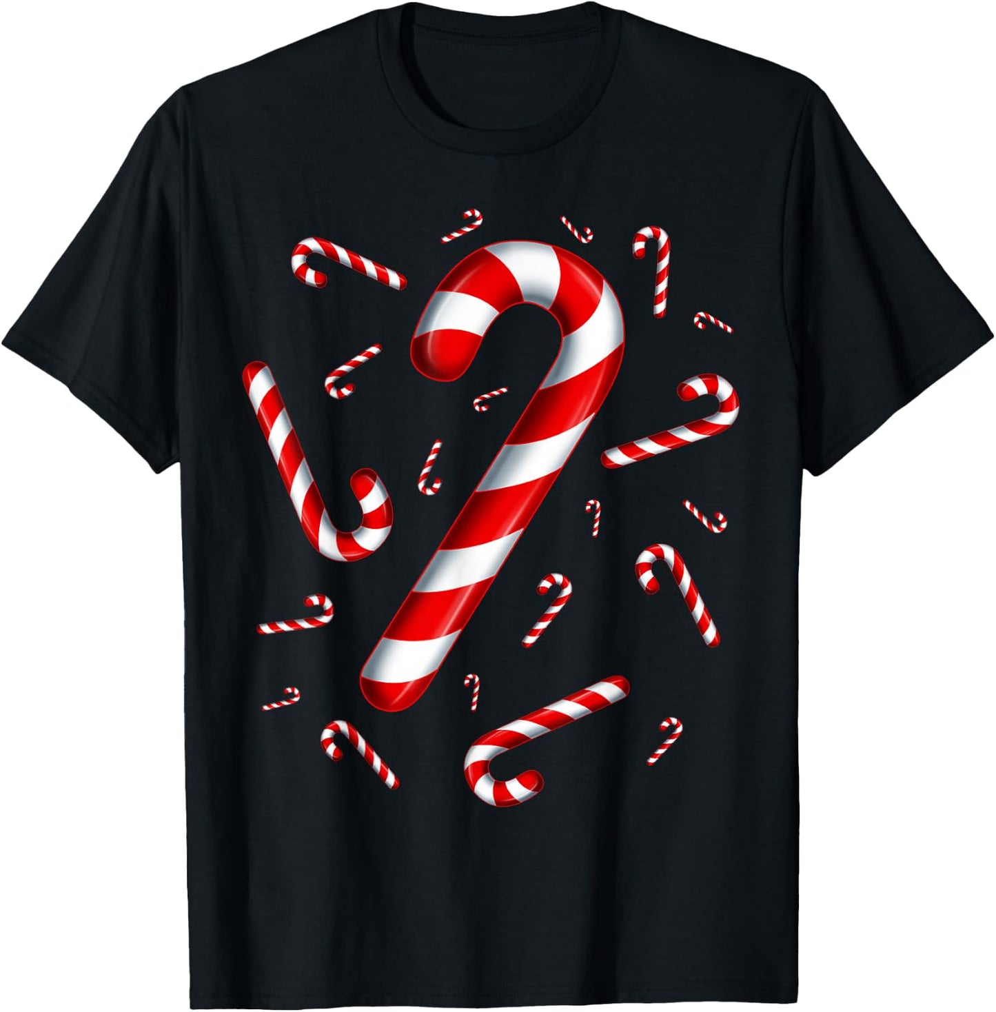 Candy Cane Christmas Candy Matching Family T-Shirt - T-Shirt | Black