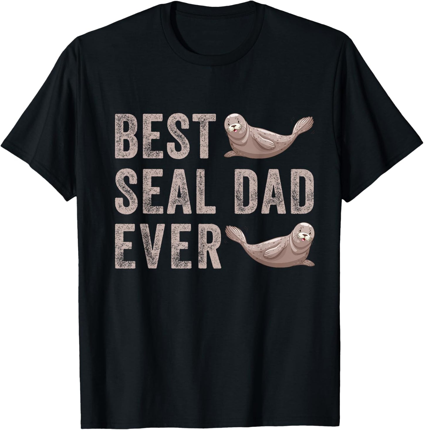 Best Seal Dad Ever Animal Sea Caribbean Monk Seal Lovers T-Shirt - T-Shirt | Black