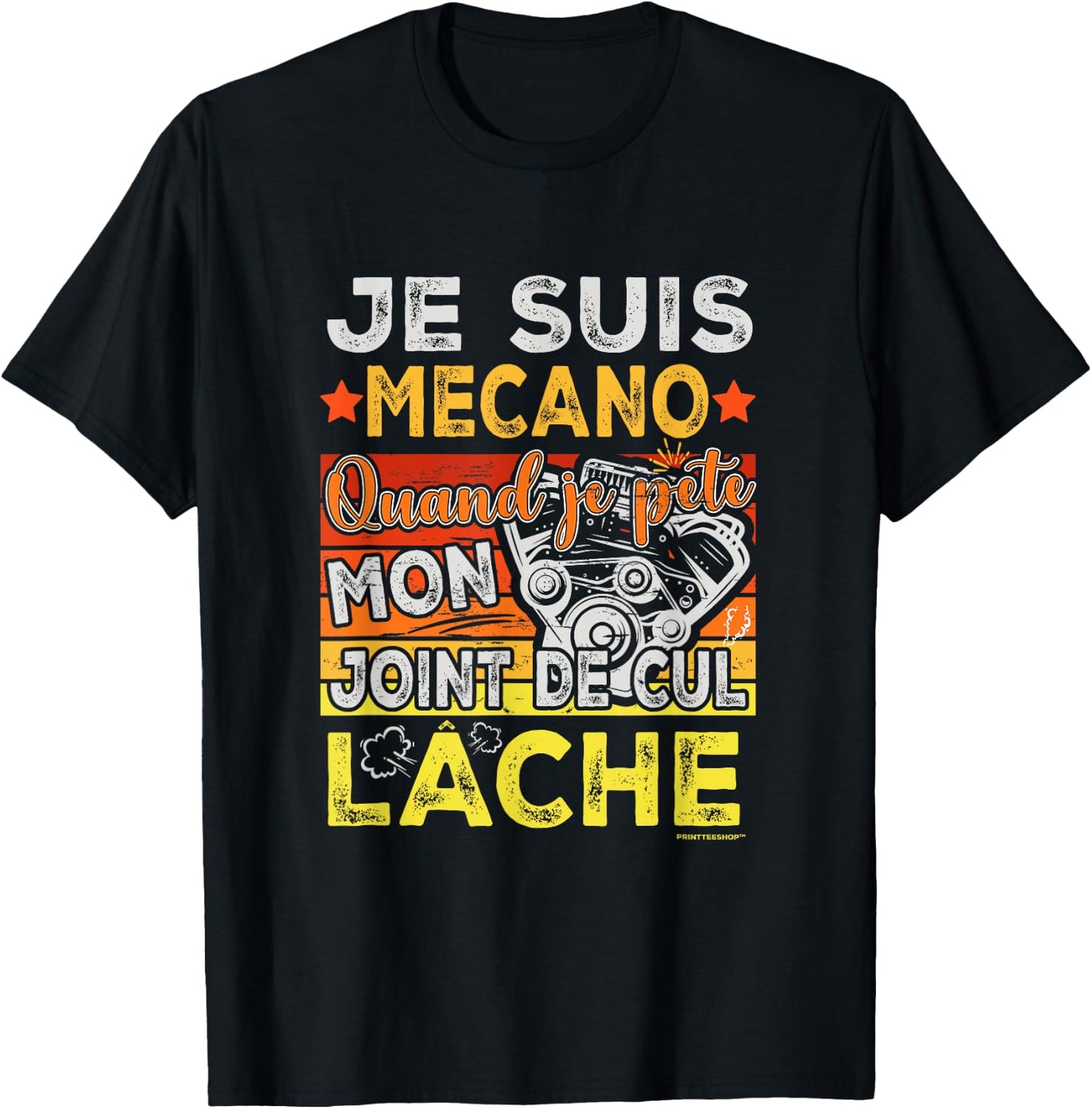 Mechanic Humour Mechanical Cylinder Head Gasket – Man Mécano , Black, S T-Shirt - T-Shirt | Black