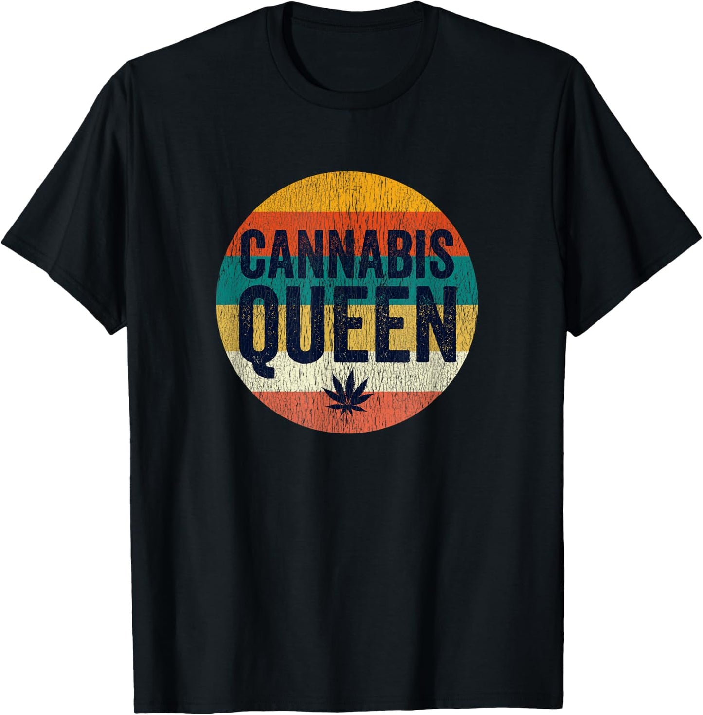 Vintage Weed Stoner Girl Wear Gifts Stuff Mom Cannabis Queen T-Shirt - T-Shirt | Black