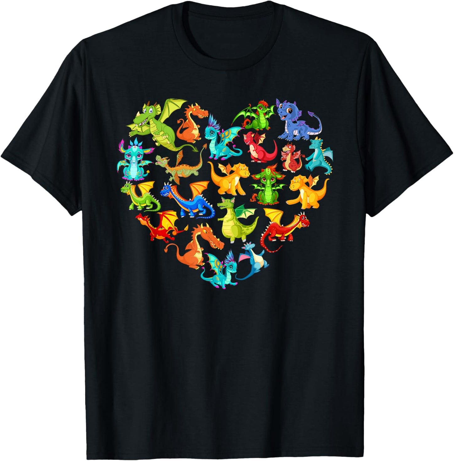 Dragon Lover Heart , Girls, Kids. Dragon , black T-Shirt - T-Shirt | Black