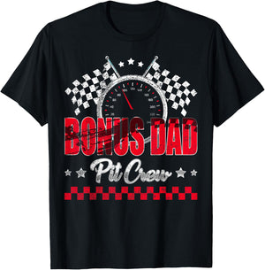 Race Car Birthday Party Racing Family Bonus Dad Pit Crew T-Shirt - T-Shirt | Black