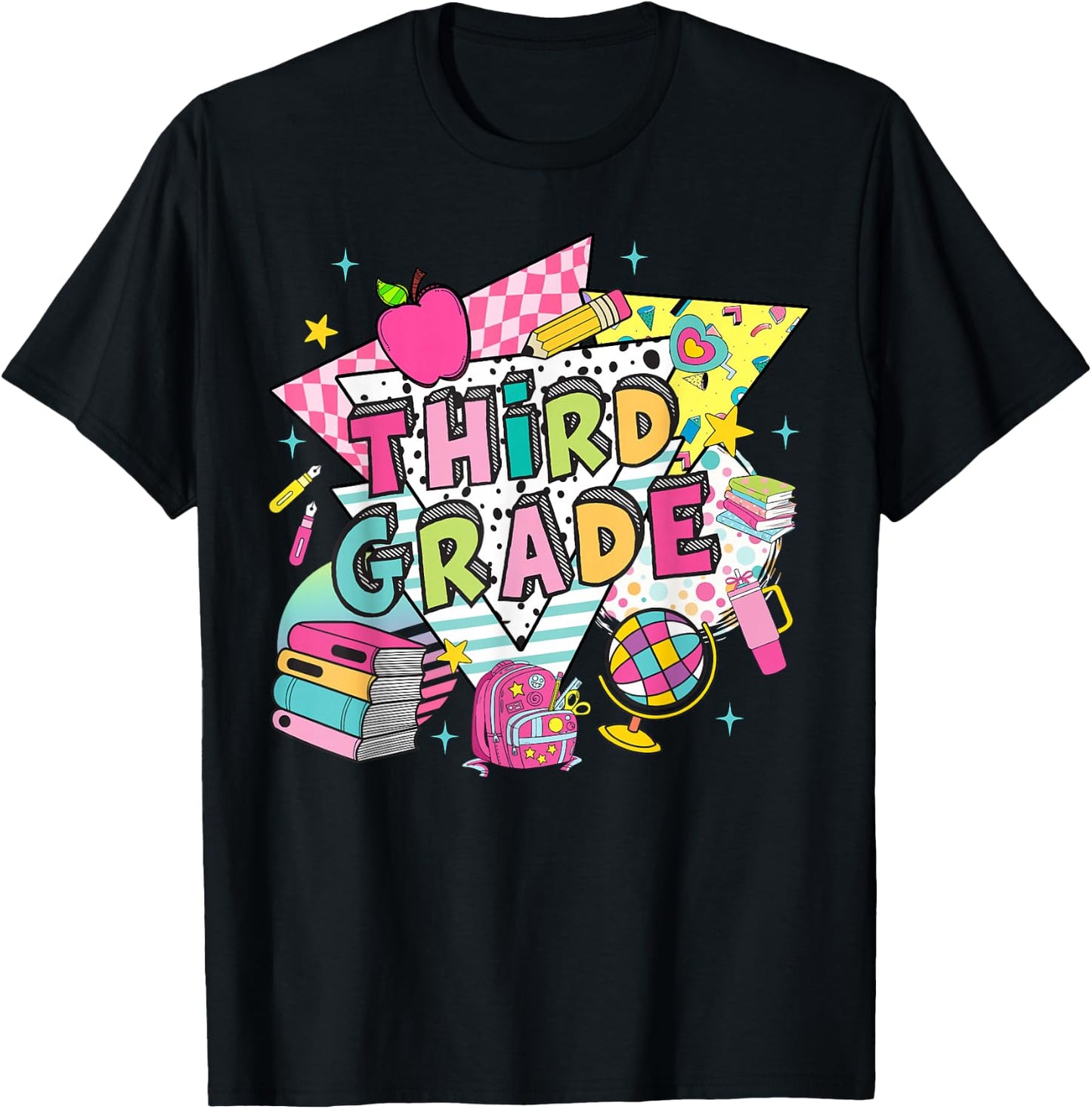Third Grade Teachers Students Retro 90s Back To School T-Shirt - T-Shirt | Black