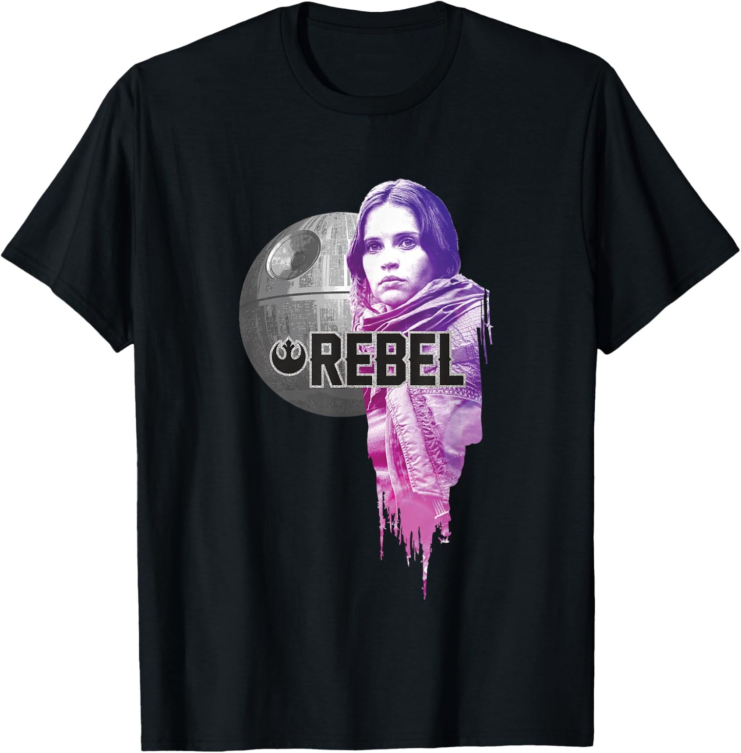 Star Wars Rogue One Iconic Jyn Erso Rebel Big Chest Portrait T-Shirt - T-Shirt | Black