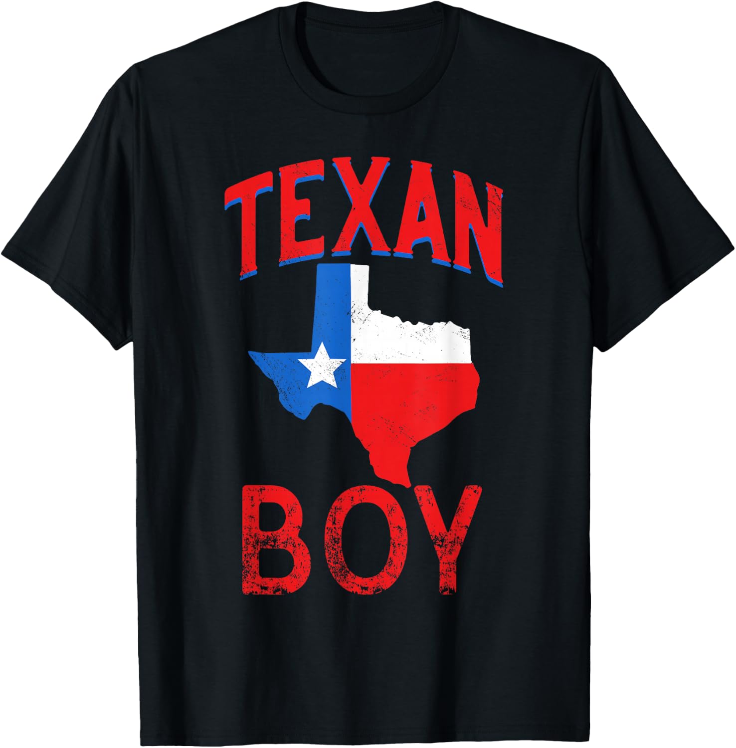 Texan Boy Proud Vintage Texas Flag T-Shirt - T-Shirt | Black