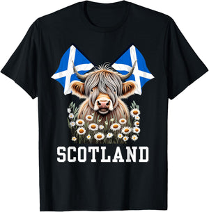 Scotland Scottish Highland Cow Scottish Ancestry Vacation T-Shirt - T-Shirt | Black
