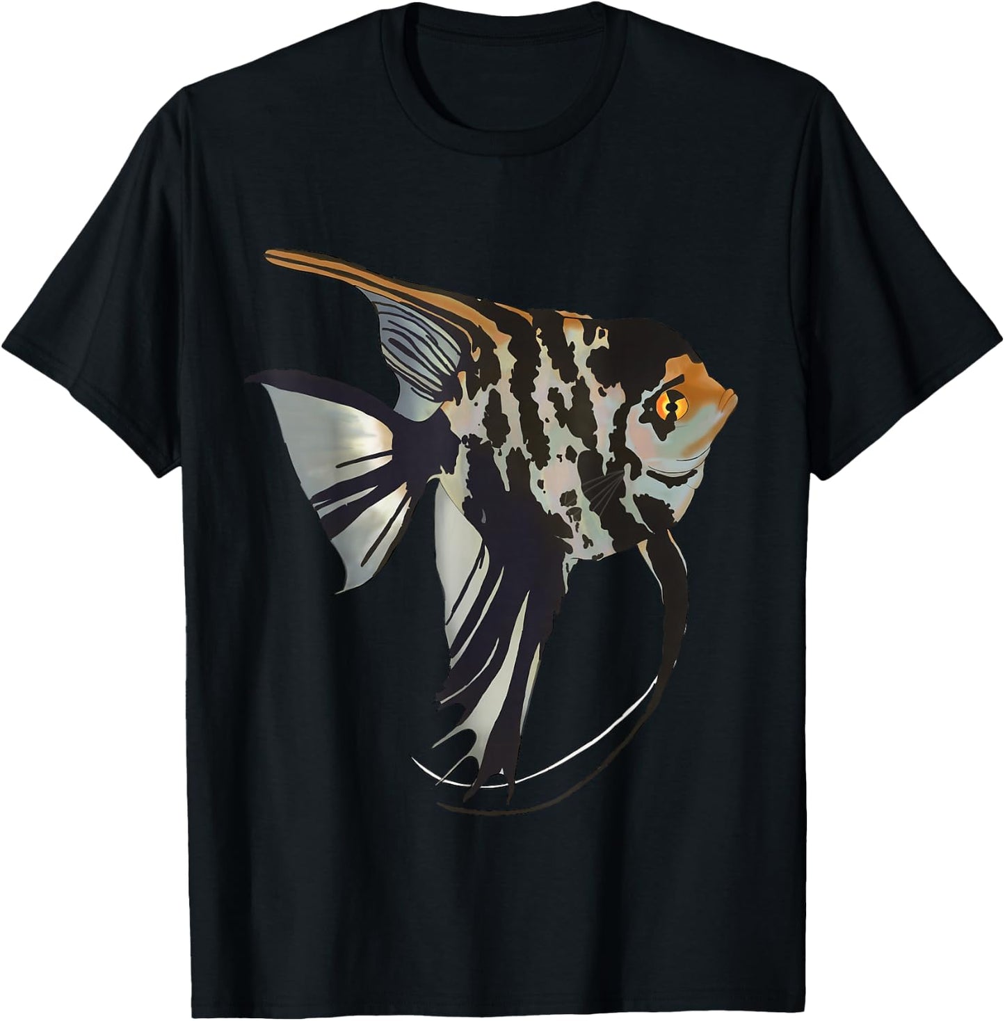 Marbled Freshwater Angelfish T-Shirt - T-Shirt | Black