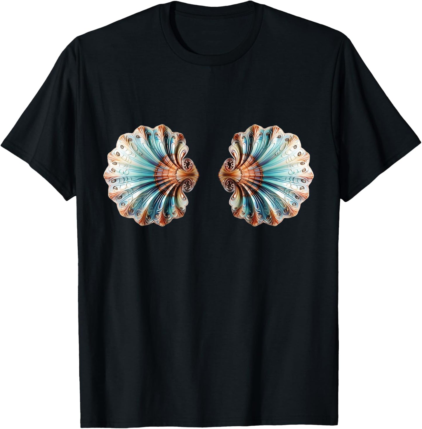 Mermaid, sea shell, bikini, bra, costume, Halloween, party T-Shirt - T-Shirt | Black