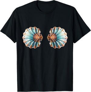 Mermaid, sea shell, bikini, bra, costume, Halloween, party T-Shirt - T-Shirt | Black