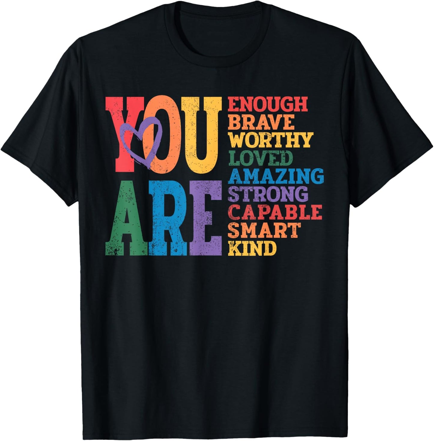 You are Enough Brave Worthy Lesbian Gay Rainbow LGBTQ Pride T-Shirt - T-Shirt | Black