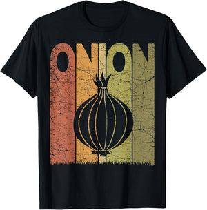 Onion Vintage Onion Farmer Retro Vegetables Farmer T-Shirt - T-Shirt | Black