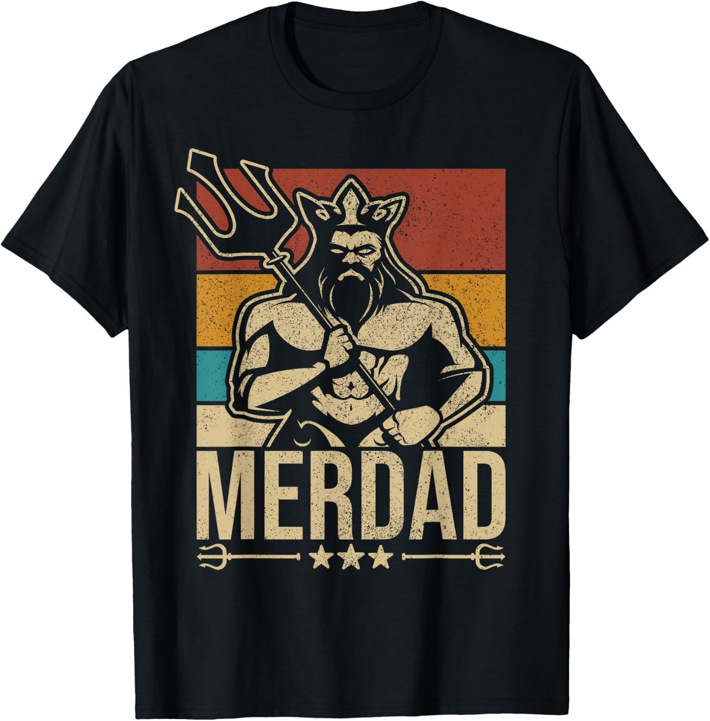 Merdaddy Mermaid Dad Costume Merman Fathers Day Party Outfit T-Shirt - T-Shirt | Black