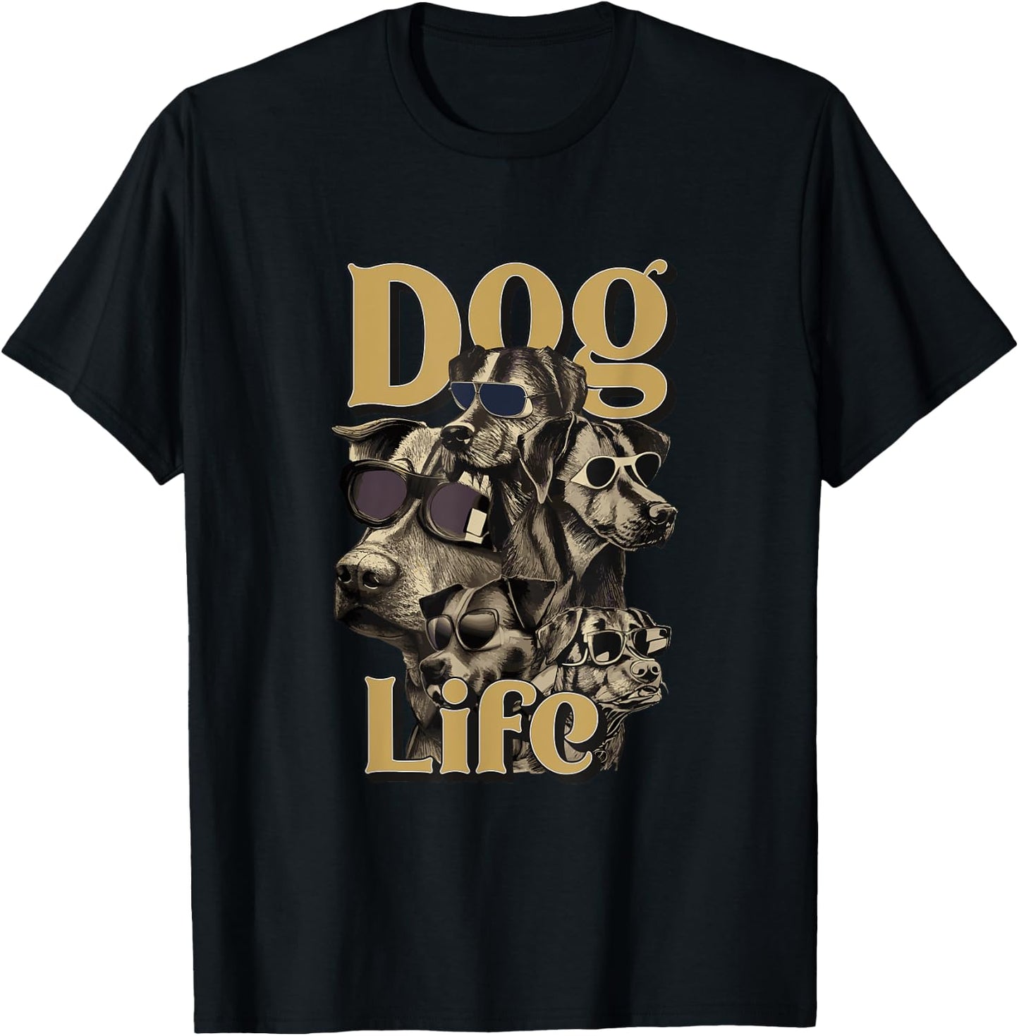 Dog Life - Funny Dog Gangster Design Men Women T-Shirt - T-Shirt | Black