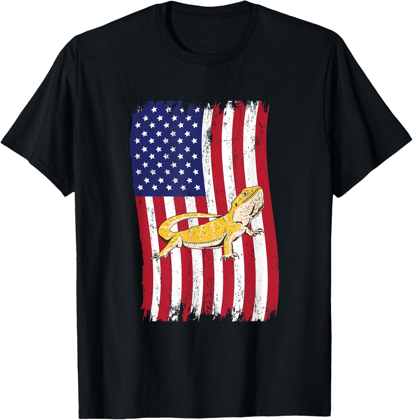 American Flag Bearded Dragon T-Shirt - T-Shirt | Black