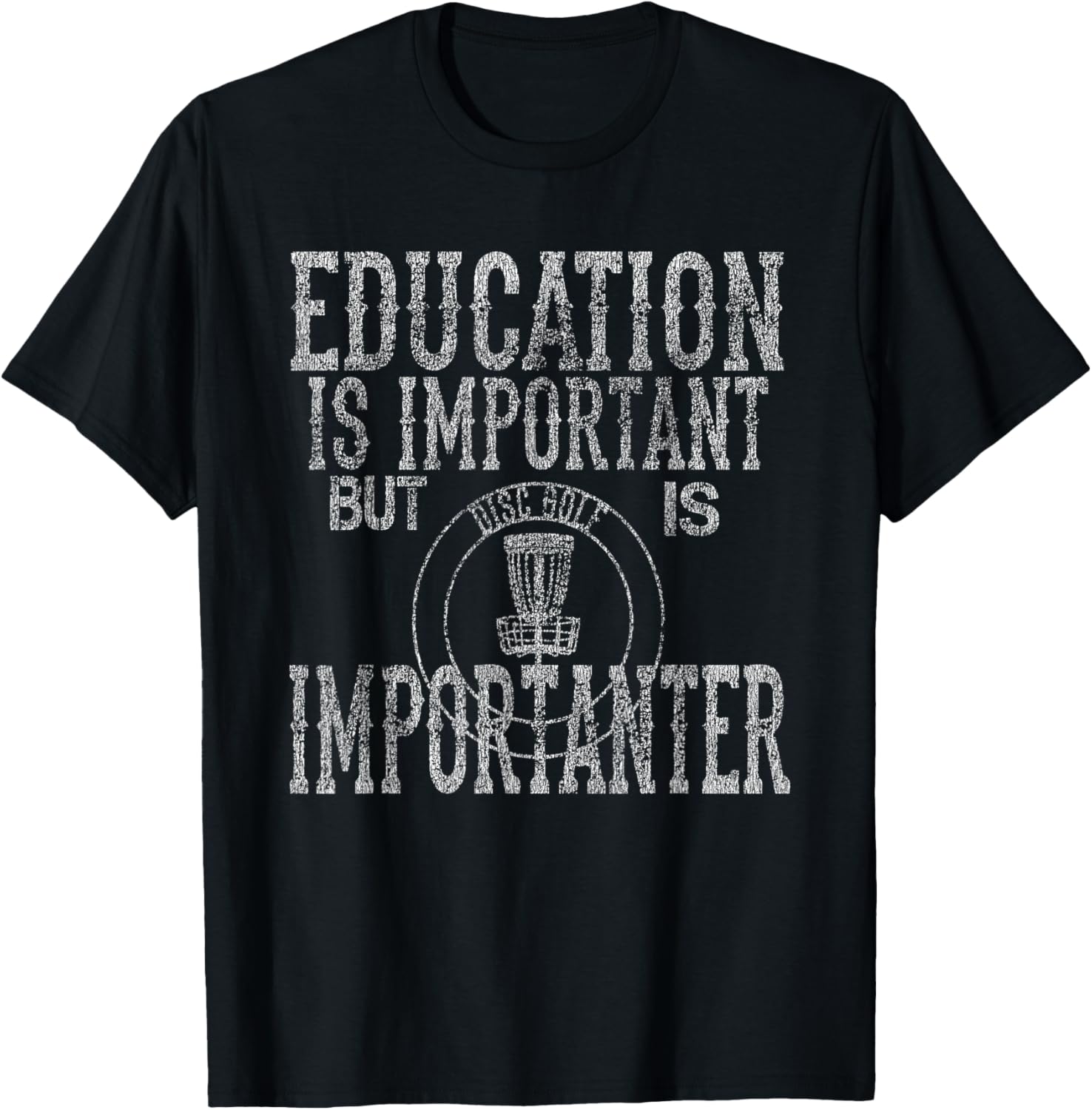 Never Underestimate an Old Man Disc Golf Distressed T-Shirt - T-Shirt | Black
