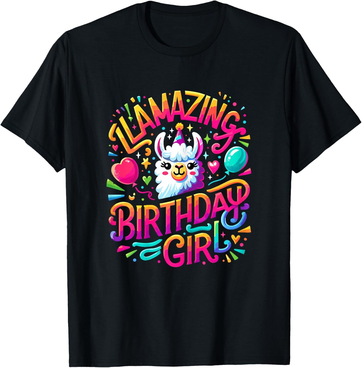 Llamazing Birthday Girl Llama Birthday Girl Alpaca Llama T-Shirt - T-Shirt | Black