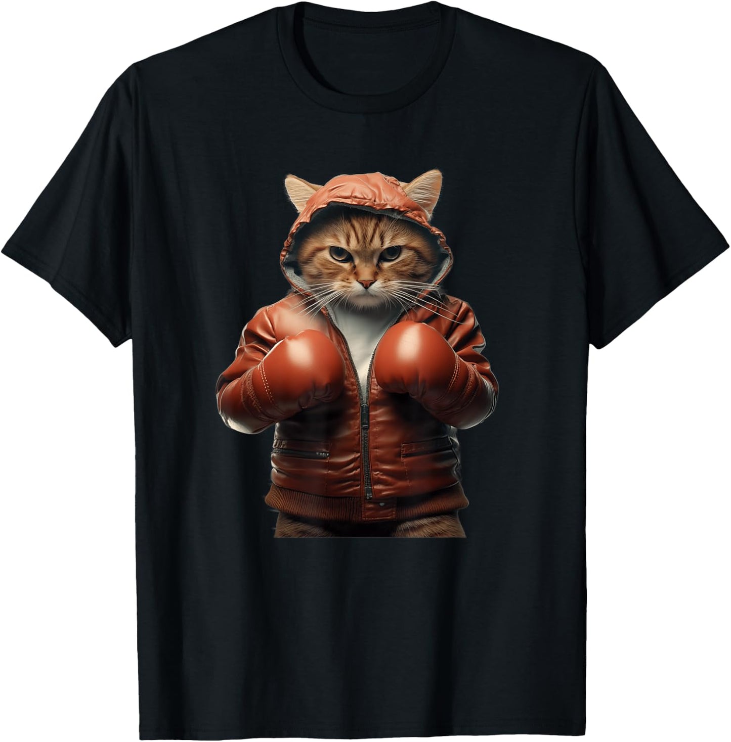 Funny boxing cat with boxing gloves Women Girls Kids T-Shirt - T-Shirt | Black