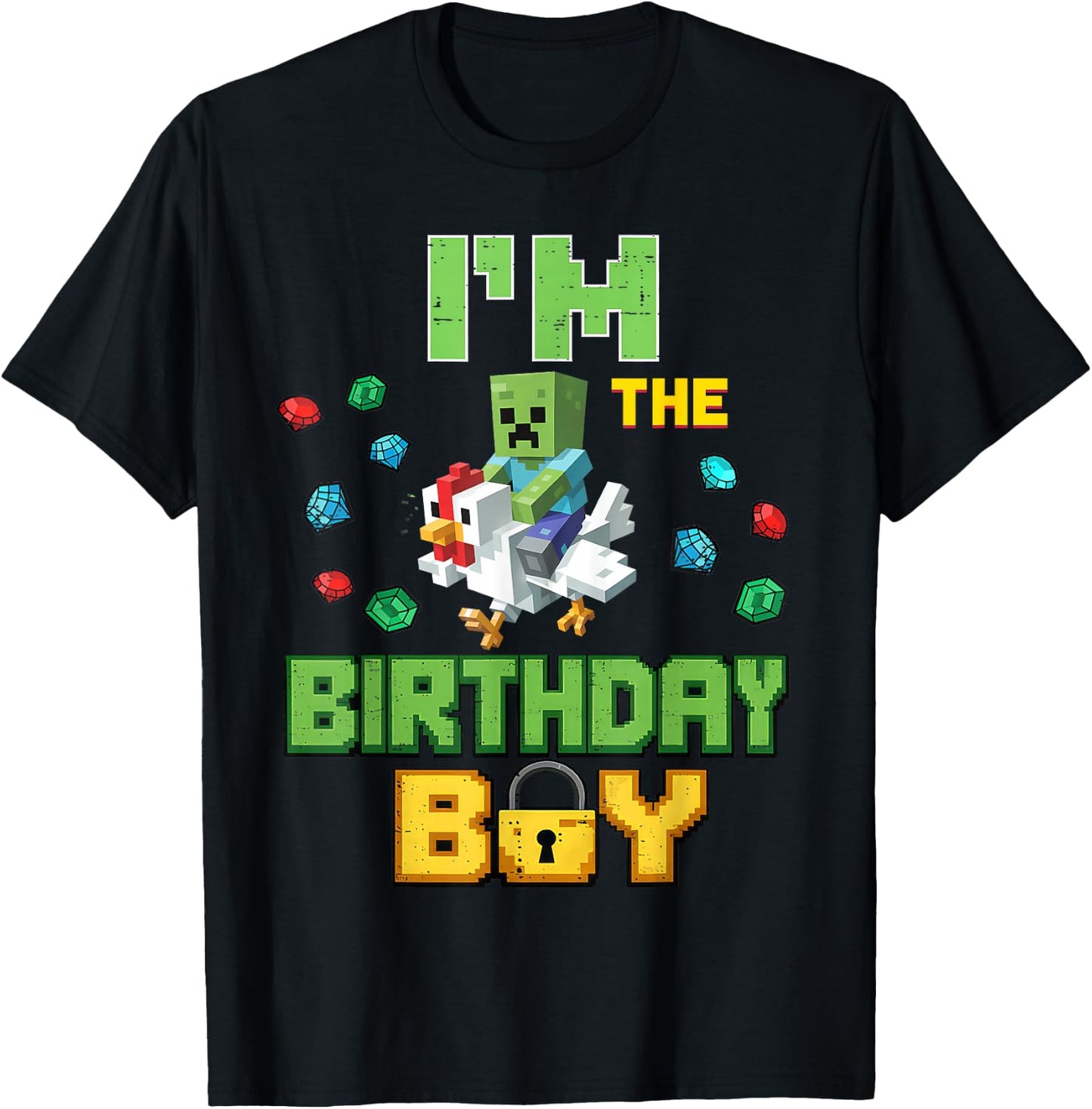 Im The Birthday Boy Video Gamer Dab Pixel Number Chicken T-Shirt - T-Shirt | Black