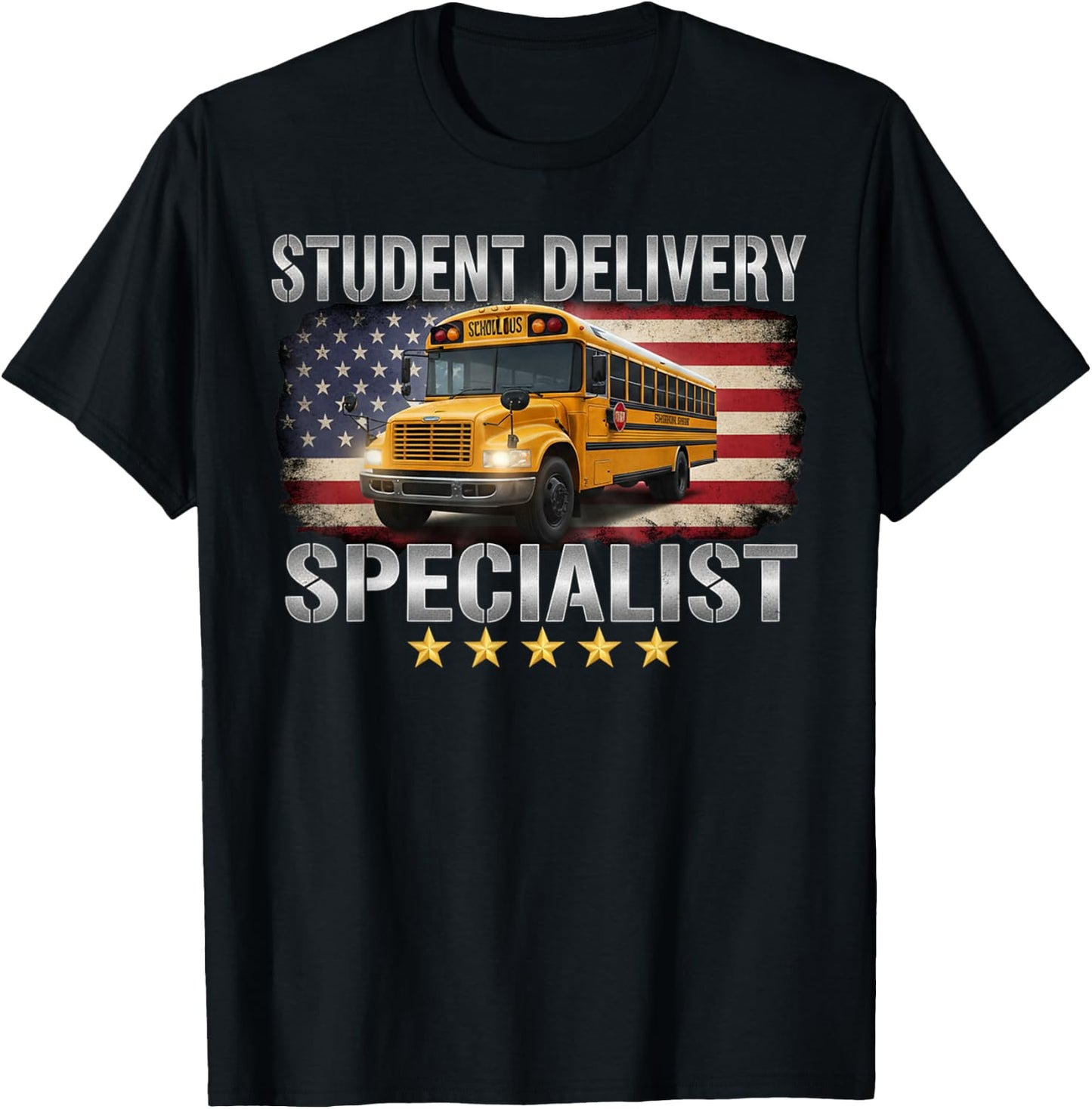 Funny School Bus Driver Student Delivery Specialist T-Shirt - T-Shirt | Black