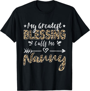 My Greatest Blessing Calls Me Nanny Leopard T-Shirt - T-Shirt | Black