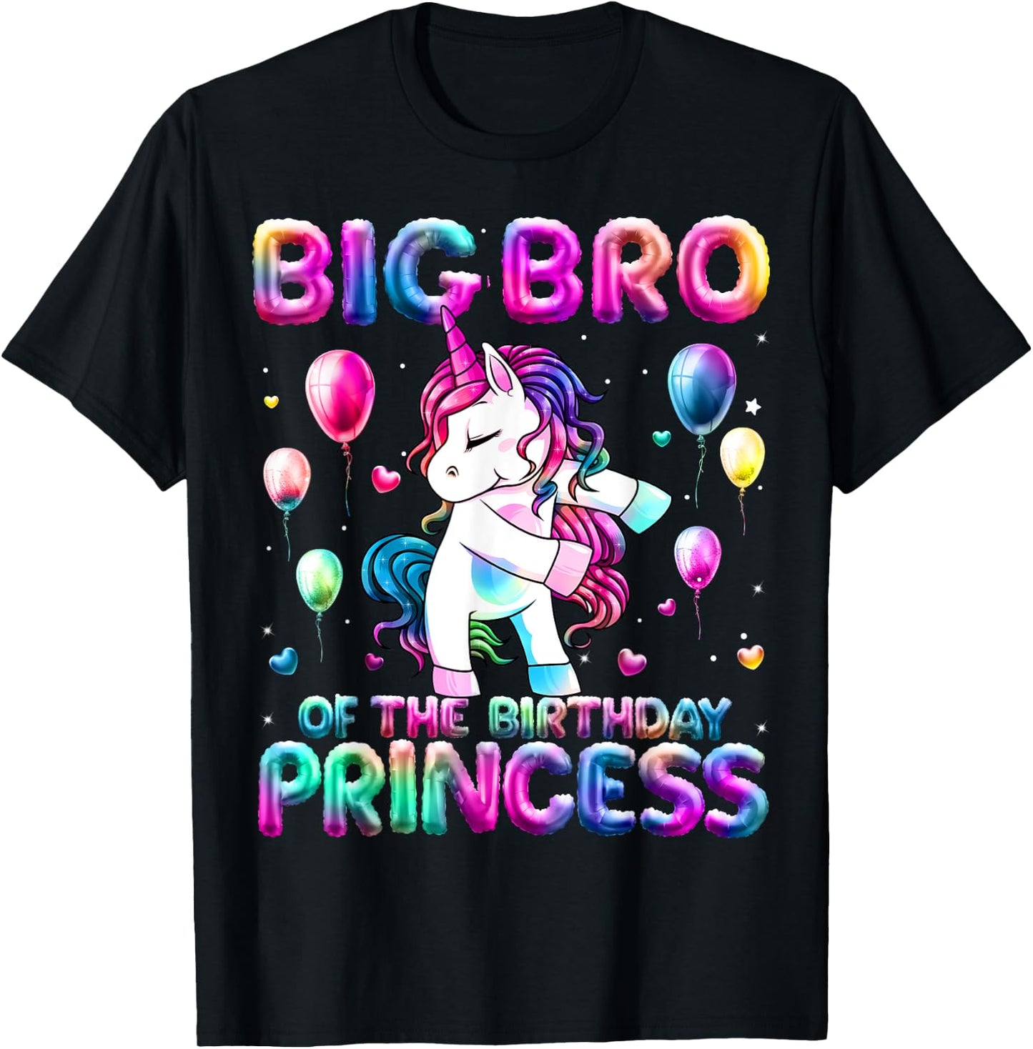 Brother of the Birthday Princess Girl Flossing Unicorn Bro T-Shirt - T-Shirt | Black