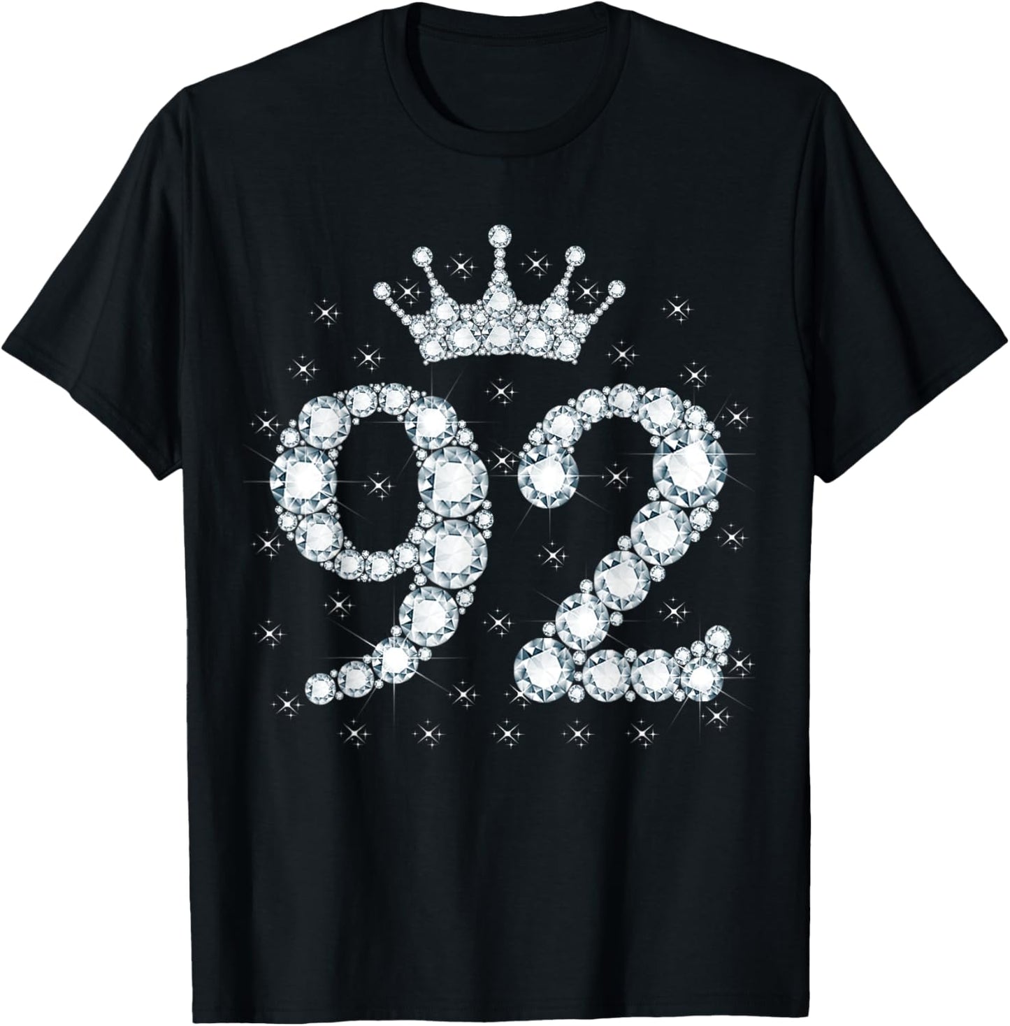 92 Crown 92 Years Old Happy 92nd Birthday Girl Women T-Shirt - T-Shirt | Black