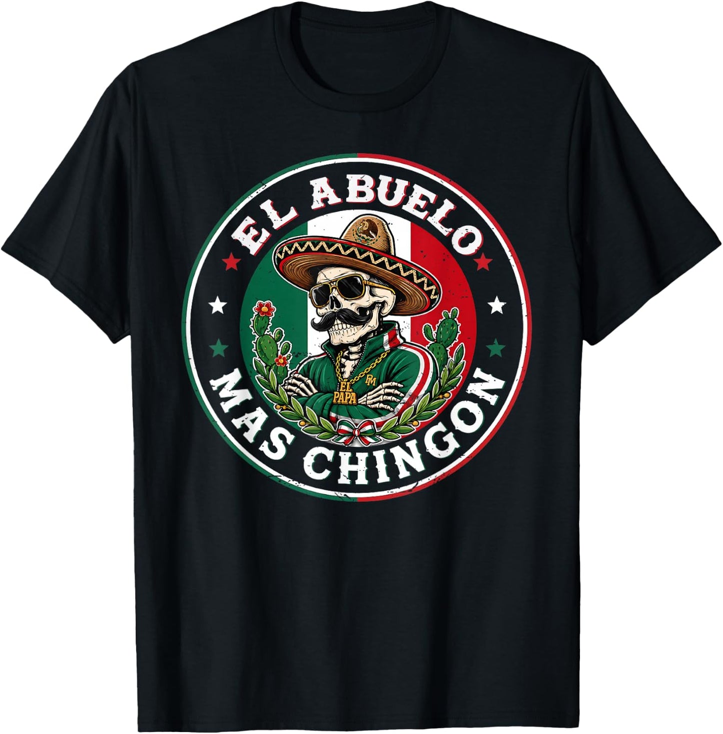 El Abuelo Mas Chingon Funny Mexico Mexican Grandpa Fathers T-Shirt - T-Shirt | Black
