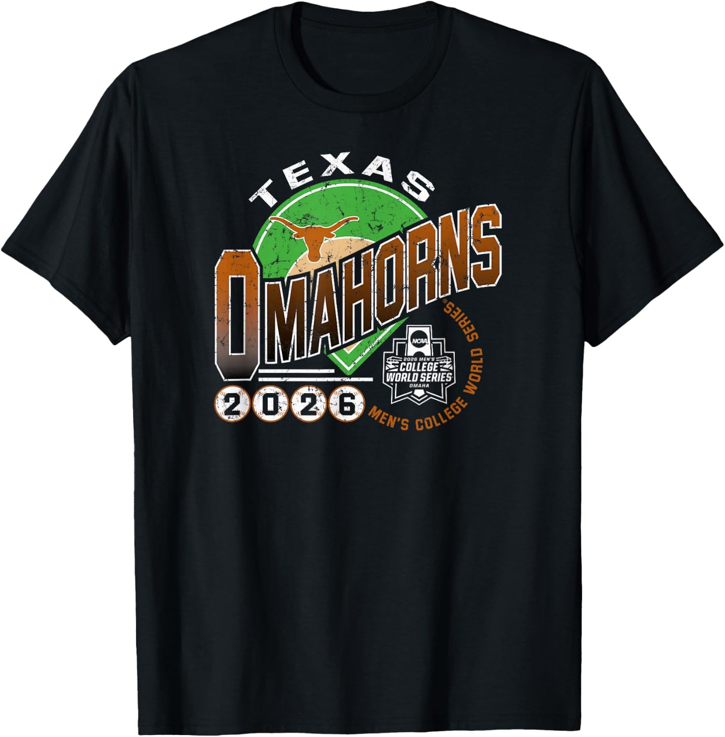 Texas Longhorns College World Series 2026 Baseball Omahorns T-Shirt - T-Shirt | Black