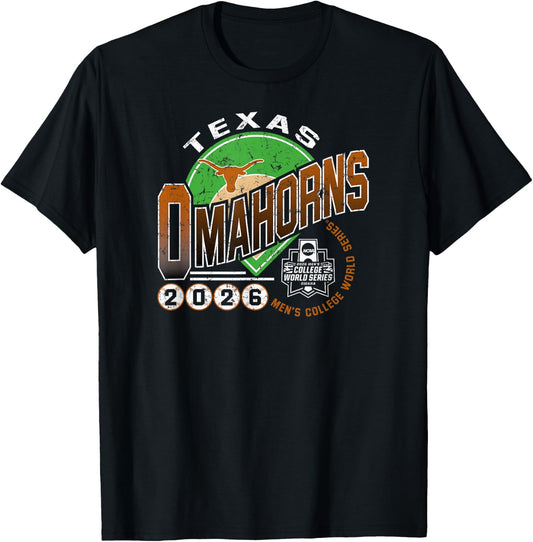 Texas Longhorns College World Series 2026 Baseball Omahorns T-Shirt - T-Shirt | Black