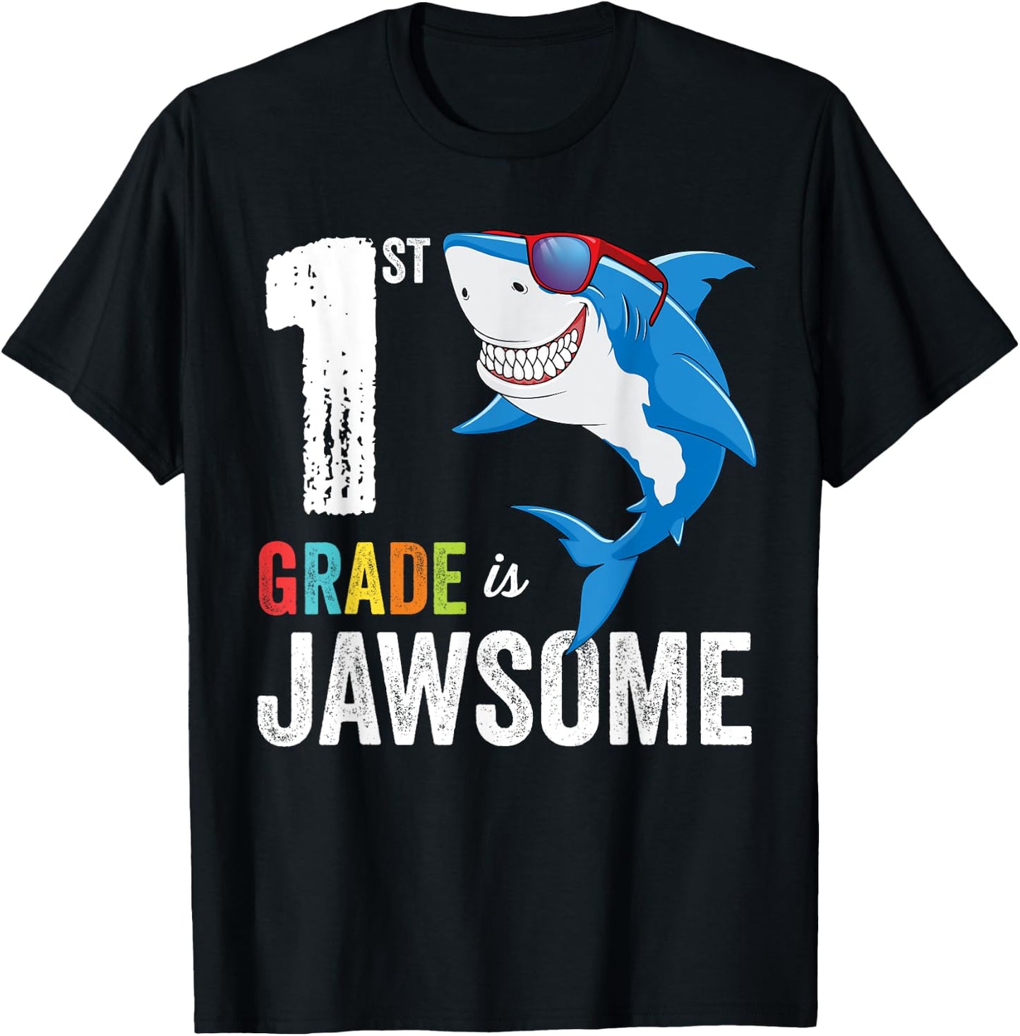 First Grade Shirt Boys Girls Shark First Day of School T-Shirt - T-Shirt | Black