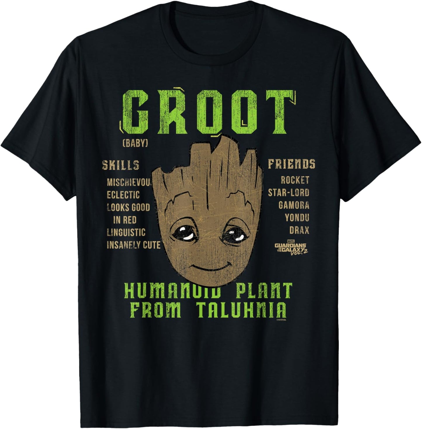 Marvel Guardians of Galaxy 2 Groot Skills Graphic C2 T-Shirt - T-Shirt | Black