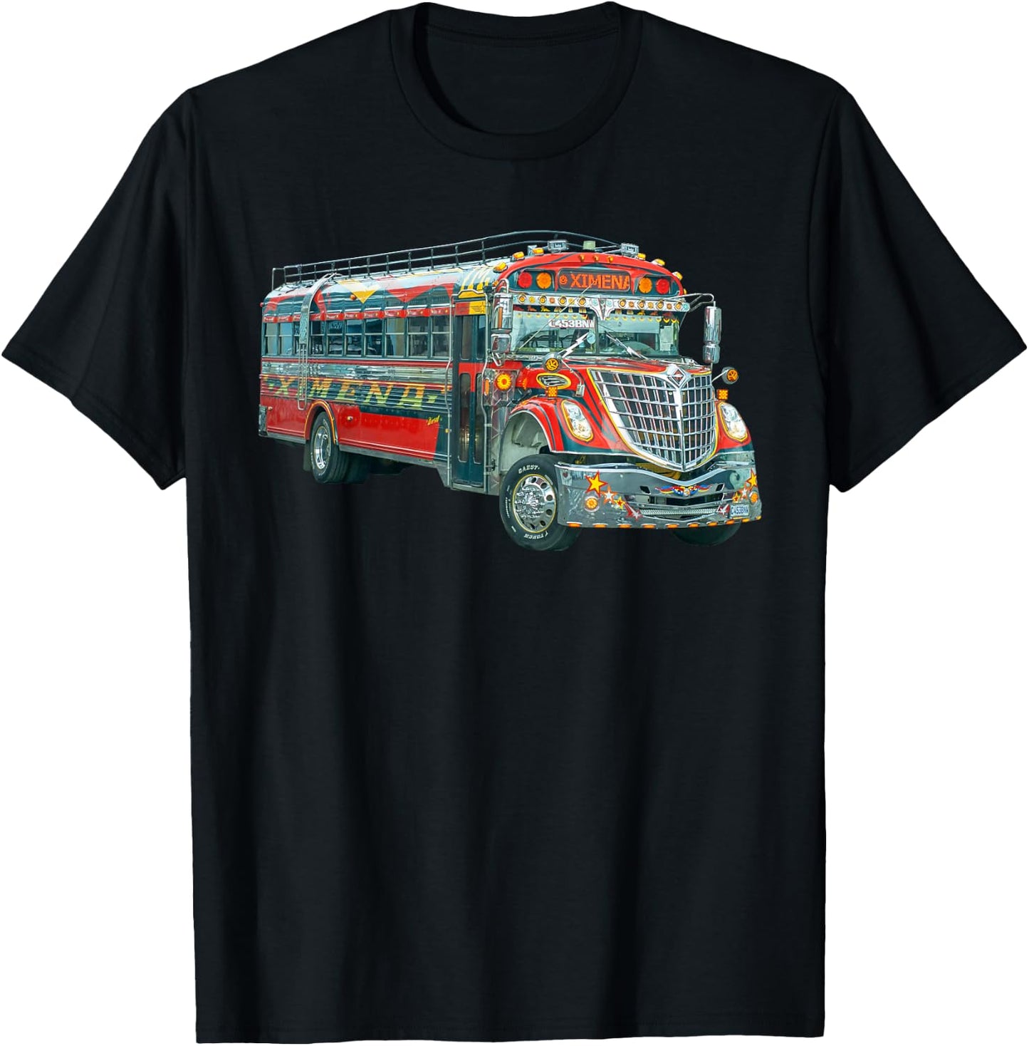 Chicken Bus Guatemala Chapin Quetzal Antigua Tikal Maya 502 T-Shirt - T-Shirt | Black