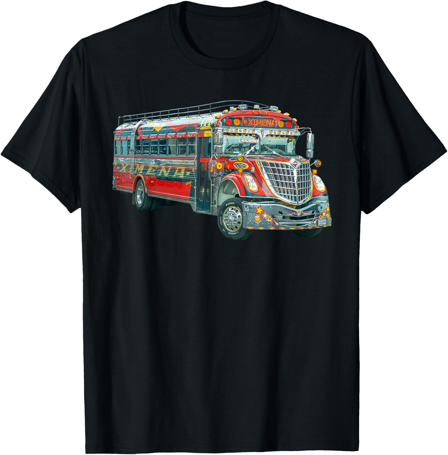 Chicken Bus Guatemala Chapin Quetzal Antigua Tikal Maya 502 T-Shirt - T-Shirt | Black
