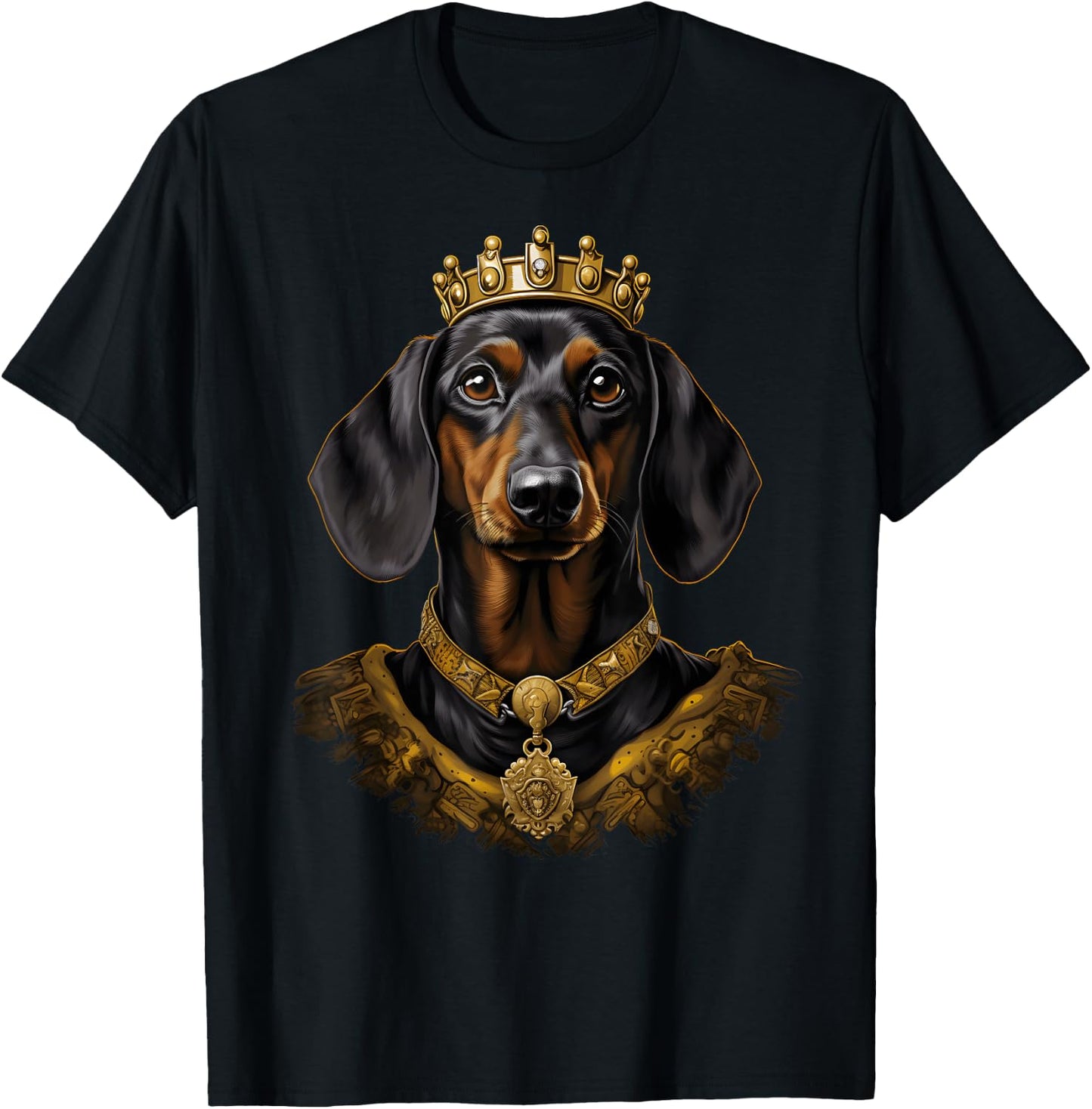 Royal Nobility Regal Dachshund: Canine Royalty with Crown T-Shirt - T-Shirt | Black