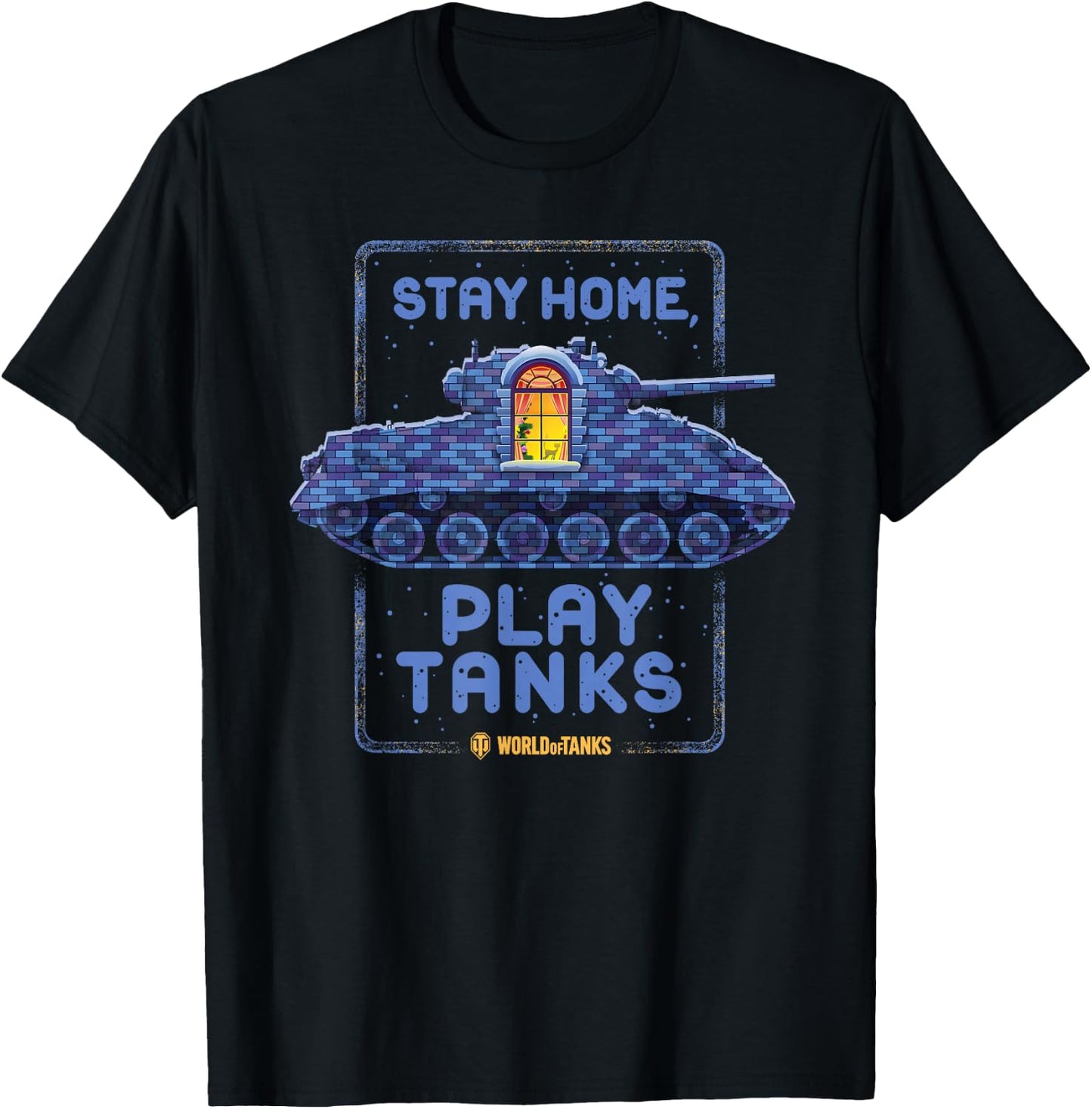 World of Tanks M4A2E4 Sherman "Stay Home, Play Tanks" T-Shirt - T-Shirt | Black