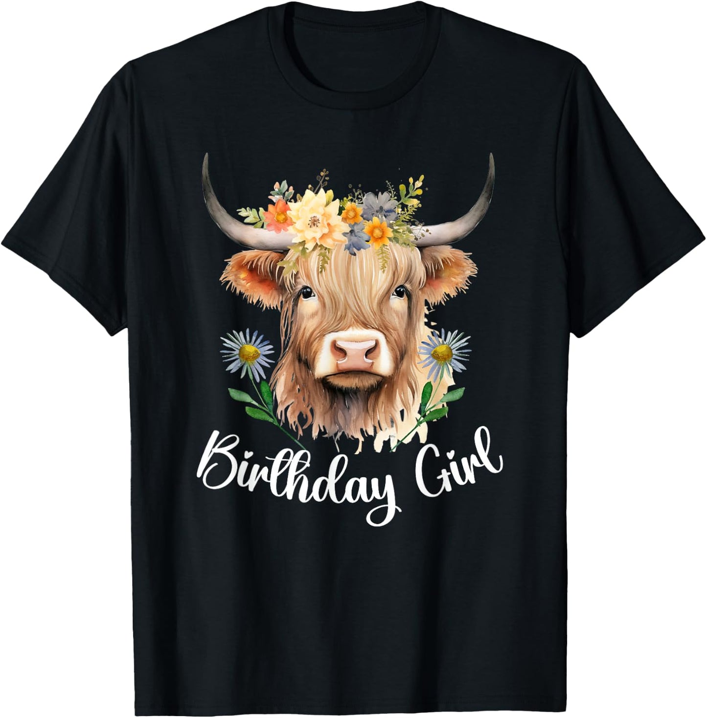 Cow Birthday Girl Mother Girl Mama Woman Family Matching T-Shirt - T-Shirt | Black