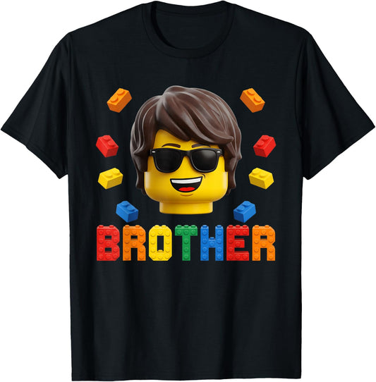 Brother Master Builder Boy Building Bricks Blocks Family T-Shirt - T-Shirt | Black