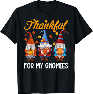 Thanksgiving With Gnomes Thankful For My Gnomies Fall Autumn T-Shirt - T-Shirt | Black