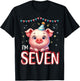 I'm Seven Cute Pig 7 Year old 7th Birthday T-Shirt - T-Shirt | Black