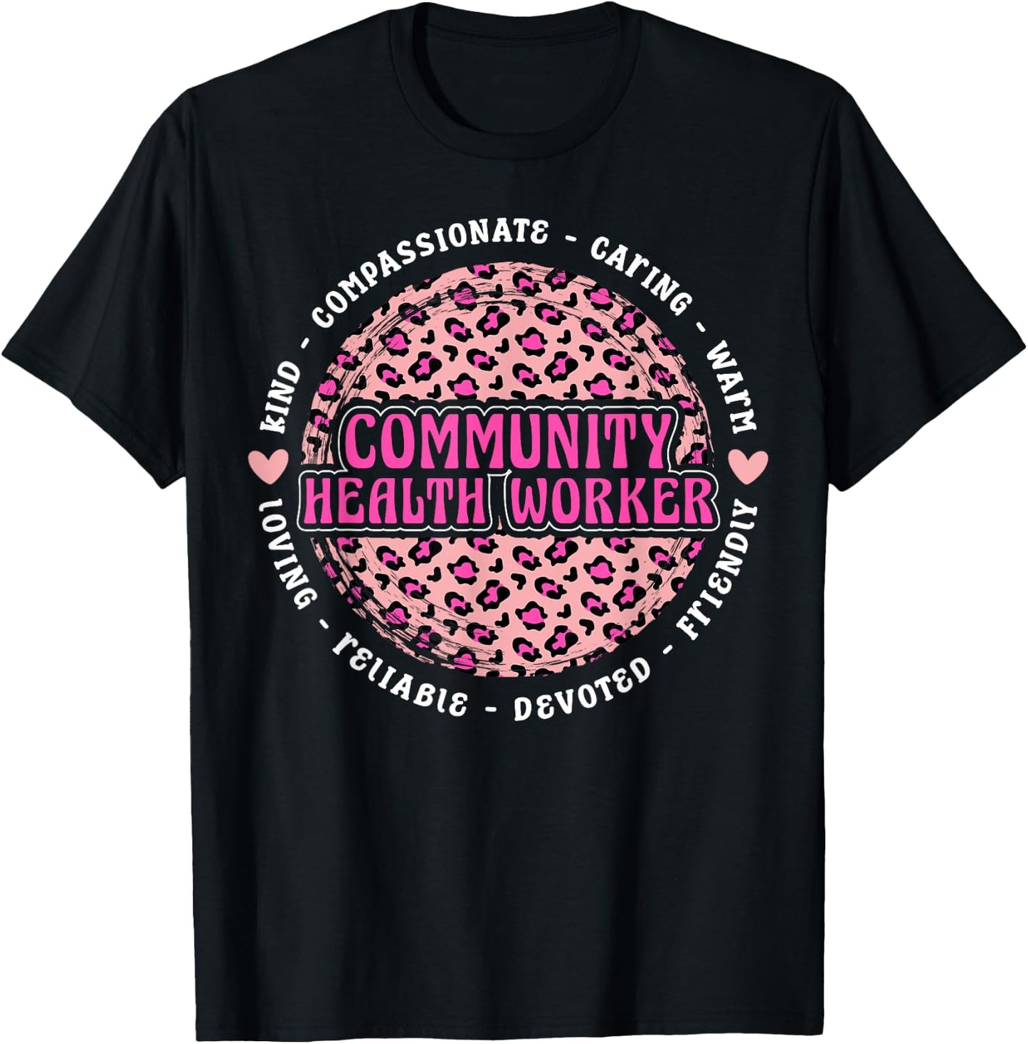 Community Health Worker Leopard T-Shirt - T-Shirt | Black